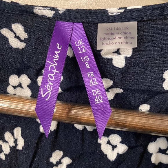 Seraphine Navy Floral Wrap Maternity Dress Size 8 - Picture 7 of 11